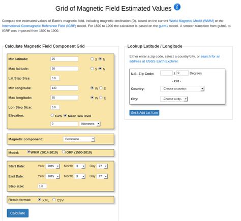 地磁大小查詢|NCEI Geomagnetic Calculators